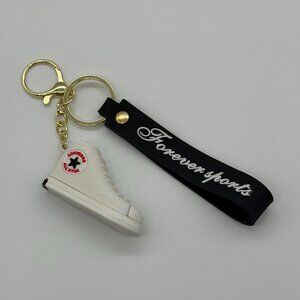 White Converse Sneaker Keychain – Trendy Silicone Backpack Charm